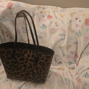Coach Leopard Print Tote Bag - Black and Brown